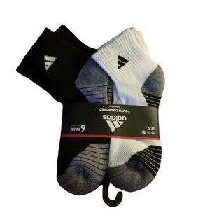 Adidas youth cushioned socks 6 pairs 3Y-9